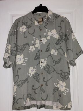 Tommy Bahama Sage Green Floral Camp Shirt